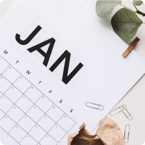 Picture shows a corner of a calendar on the month of January.